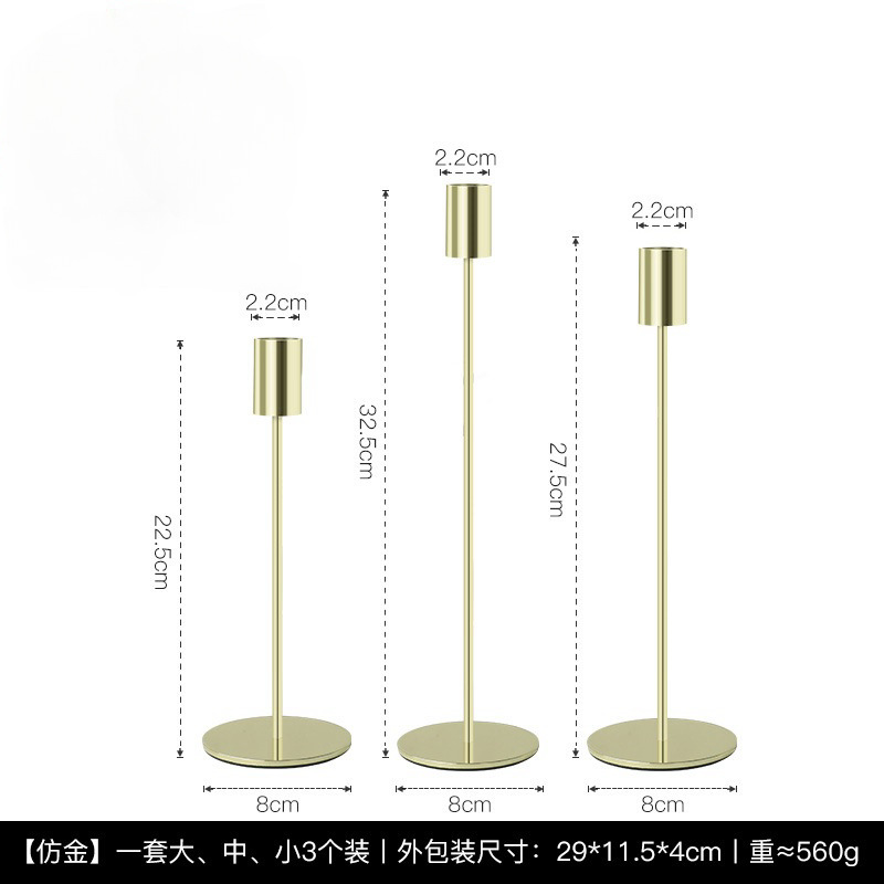 Conjunto de tres piezas de oro imitado (taza de vela recta)