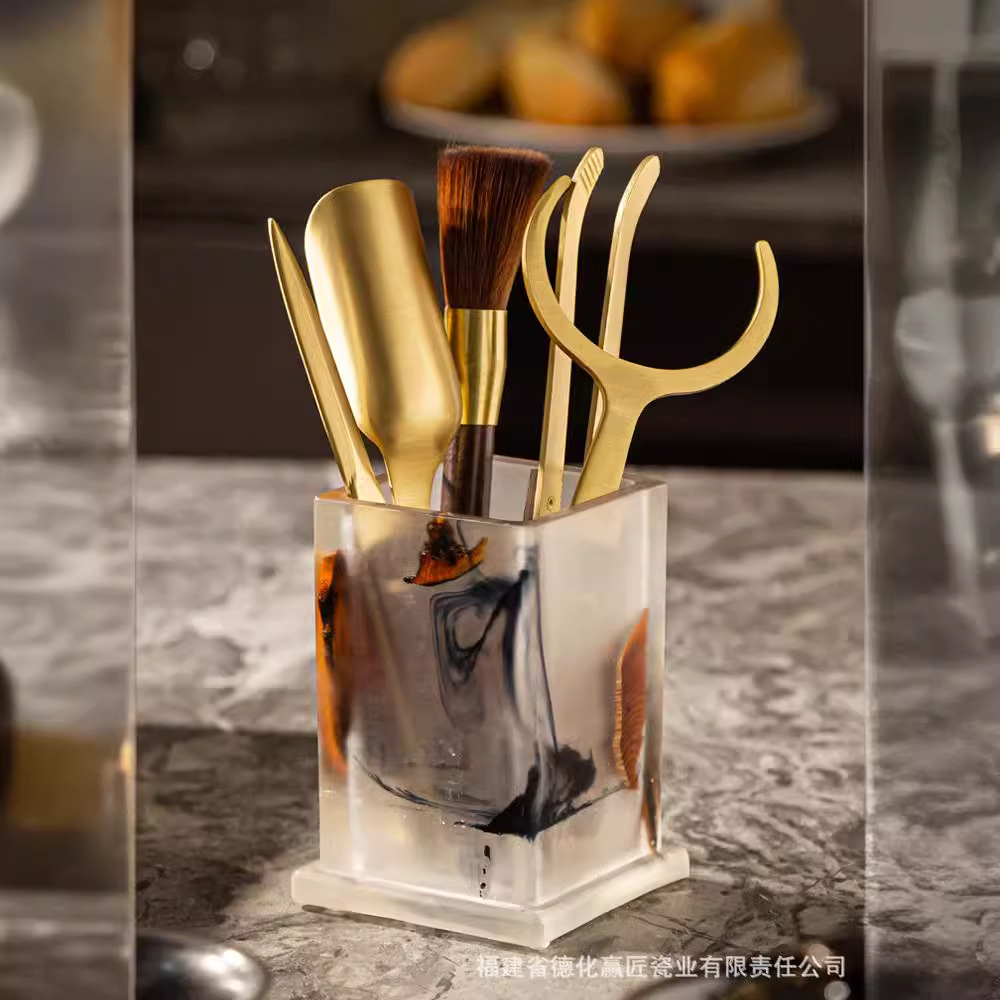 Ceremonia del té transfronteriza seis caballeros combinación conjunto completo de piezas de té kung fu bambú té abrazaderas de té pinzas madera sólida