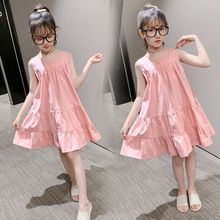 女童夏季连衣裙蛋糕裙背心裙宽松洋气韩版裙子纯色中长裙