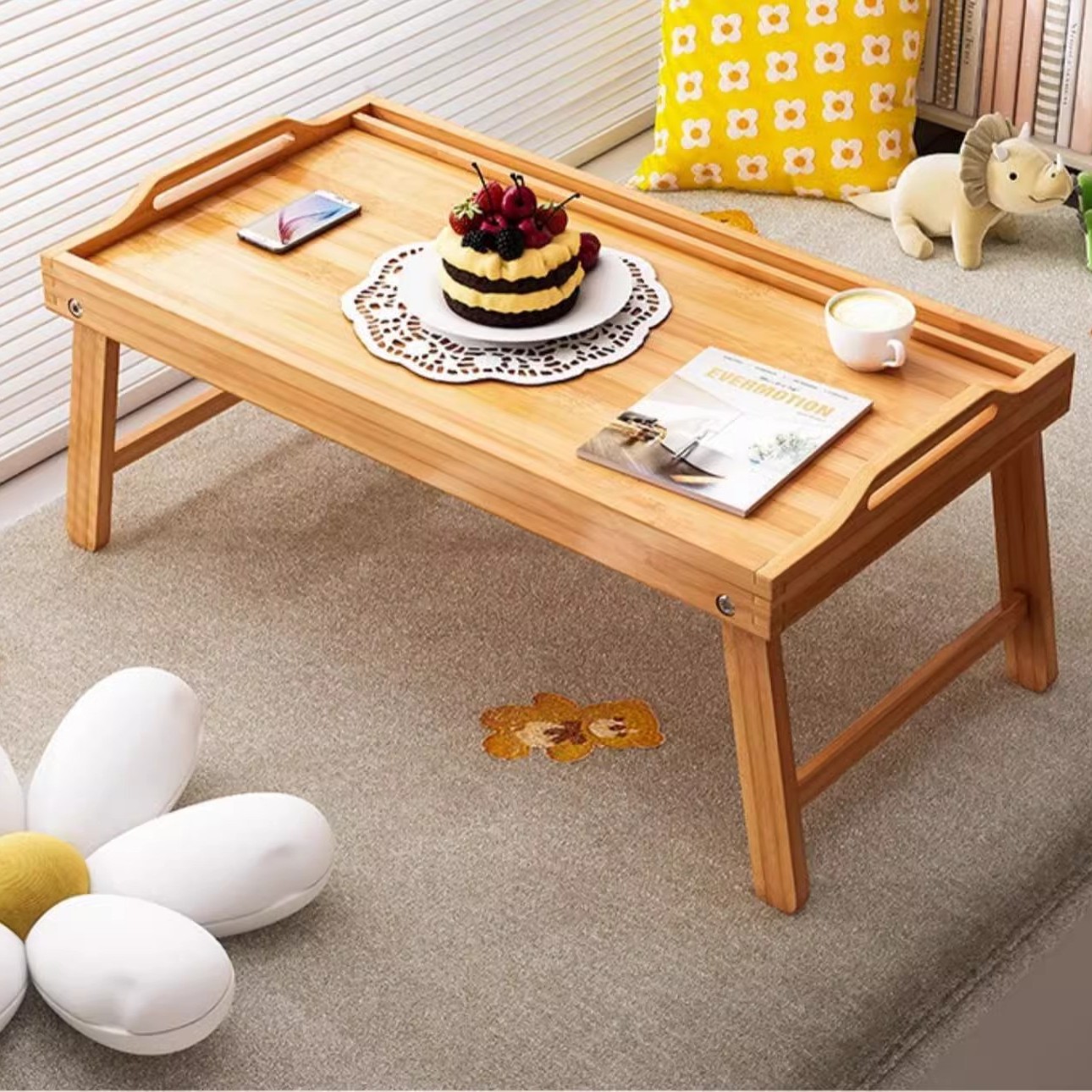 Ventana salediza mesa de centro pequeña de tres piezas dormitorio mesa de tatami plegable simple 2025 nueva mesa baja japonesa sentada