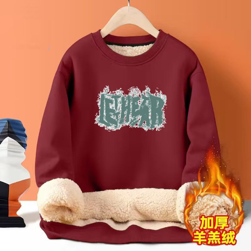 Winter Thickened Lamb Crewneck Sweatshirt Men's New Fashionable Brand Hood Long-sleeved Fleece-lined Loose All-match Top Jacket Winter Thickened Lamb Crewneck Sweatshirt Men's New Fashionable Brand Hood Long-sleeved Fleece-lined Loose All-match Top Jacket