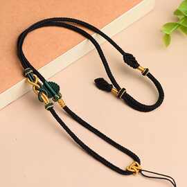 一夜暴富高档手工编织项链绳绳翡翠罗盘佛头编绳调节八股编情侣