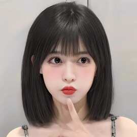 跨境热卖女士可爱鲍勃假发 时尚自然逼真波波头 玫瑰网化纤全头套