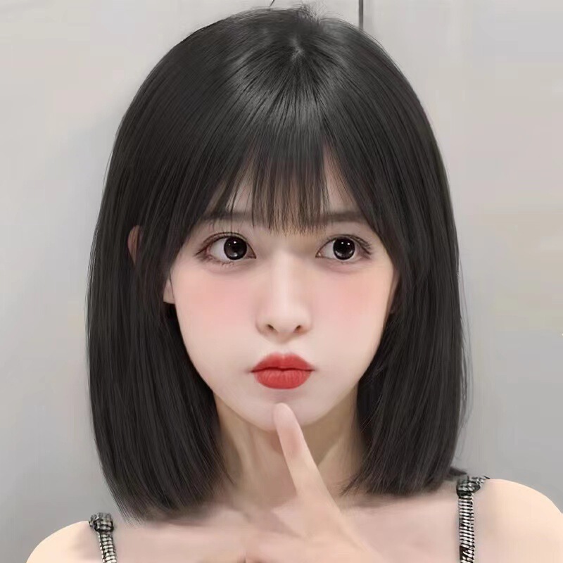 Cross-Border Hot-Selling Cute Bob Wigs for Women, Fashionable and Natural-Looking Bob Haircuts, Rose Net Synthetic Fiber Full Wigs