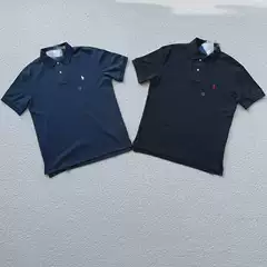 Summer Classic Men's Cotton Basic Slim-Fit Pique Cotton Mesh Cotton Business Shirt Short-Sleeved Lapel T-Shirt for Men