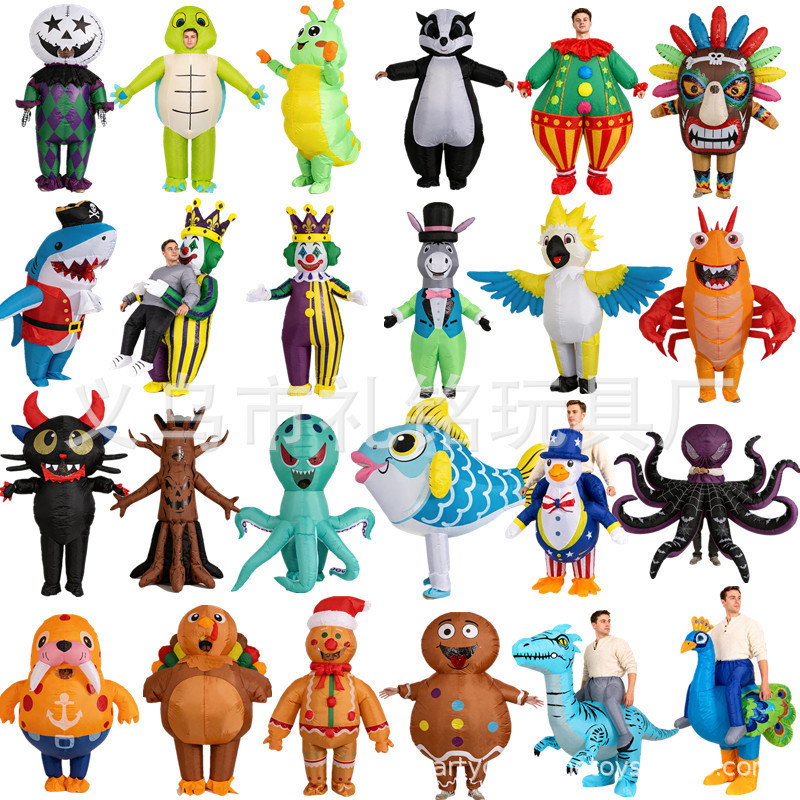 Exclusive cross-border supply of custom-made cartoon character inflatable costumes based on drawings and samples, suitable for Halloween and Christmas Exclusive cross-border supply of custom-made cartoon character inflatable costumes based on drawings and samples, suitable for Halloween and Christmas