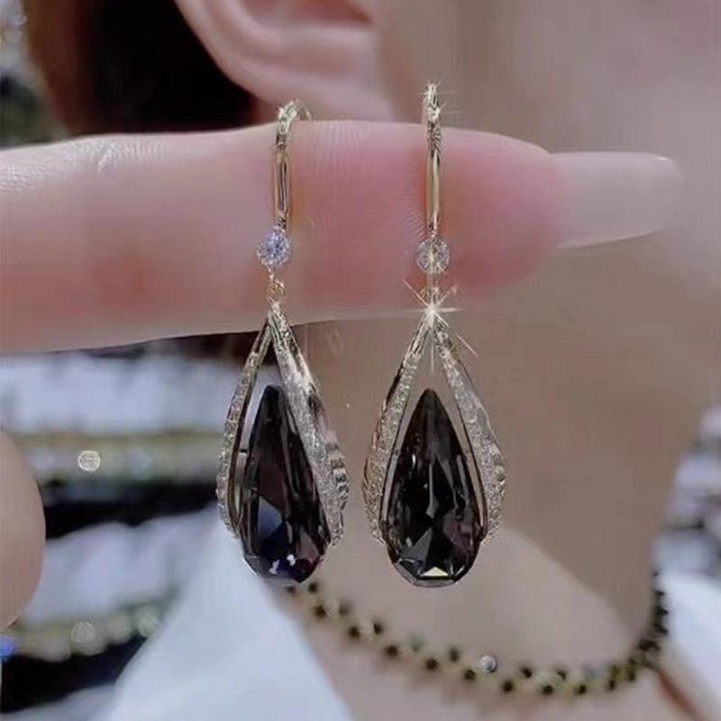 Wholesale Jewelry Lady Water Droplets Alloy Artificial Crystal Inlay Drop Earrings display picture 8