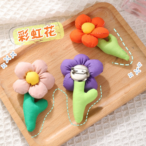 Rainbow flower jewelry accessories diy tulip brooch cute bag decorations children's clothing accessories wholesale