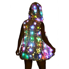 发光衣服外套亚马逊LED发光表演网红连帽亮片服女装夜店同款马甲