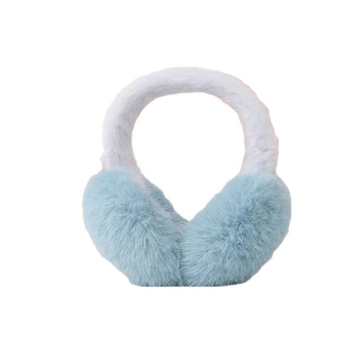 Blue imitation fox fur warm thickened earmuffs for women winter plush ear warmers for students fresh and cute earmuffs and ear bags trendy