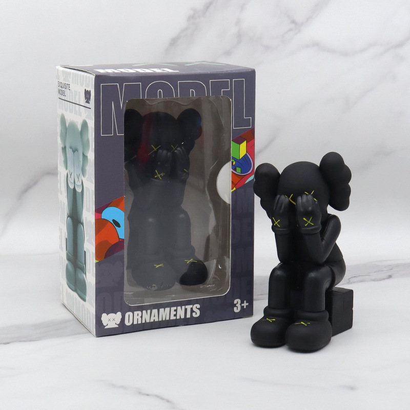KAWS Companion Sitting Covering Eyes Black PVC Figure