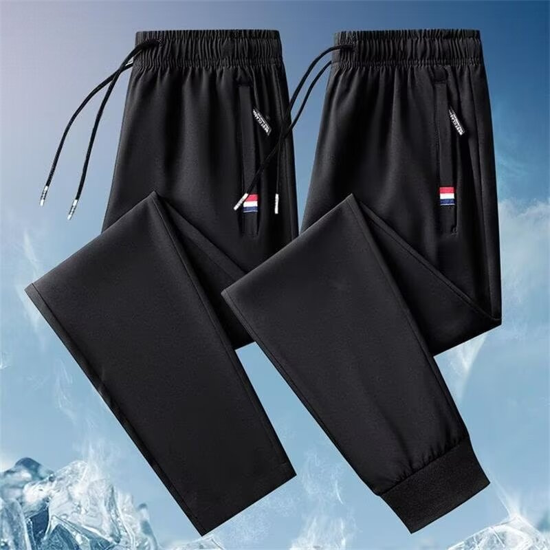 Men's quick dry summer thin breathable casual trousers with zipper