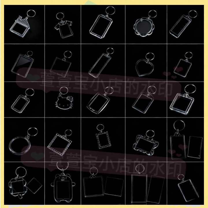 Wholesale Transparent Photo Frame Keychain Ribbon Label Acrylic Calligraphy Protection Transparent Pendant Photo Studio DIY