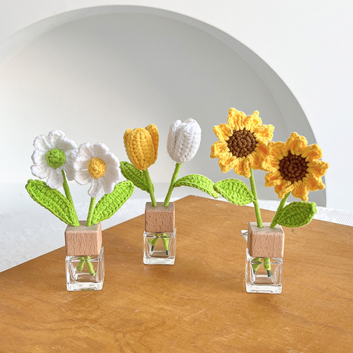 Handmade creative woven sunflower tulip car aromatherapy bedroom ornaments exquisite gifts