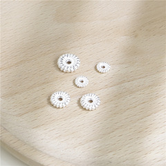 S925 Pure Silver Wavy Gear Spacer DIY Handmade Braided Bracelet Bead Separator Accessory Material