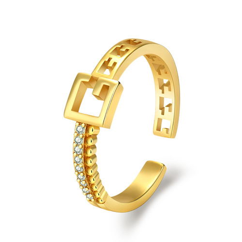 Light luxury G letter open ring female niche design ins trend cold style fashion personalized index finger ring gold-plated ring