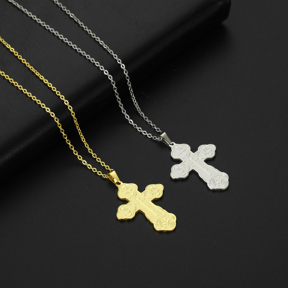 Retro Simple Style Cross Stainless Steel Plating Pendant Necklace display picture 1