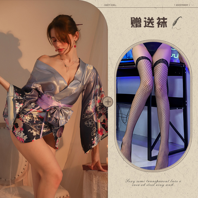 보라색 + 검정색 망사 스타킹