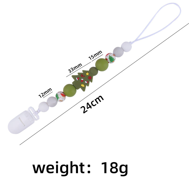 Nuevo bebé dibujos animados Navidad serie chupete cadena bebé cuentas de silicona mordedor dientes molienda anti-gota cadena