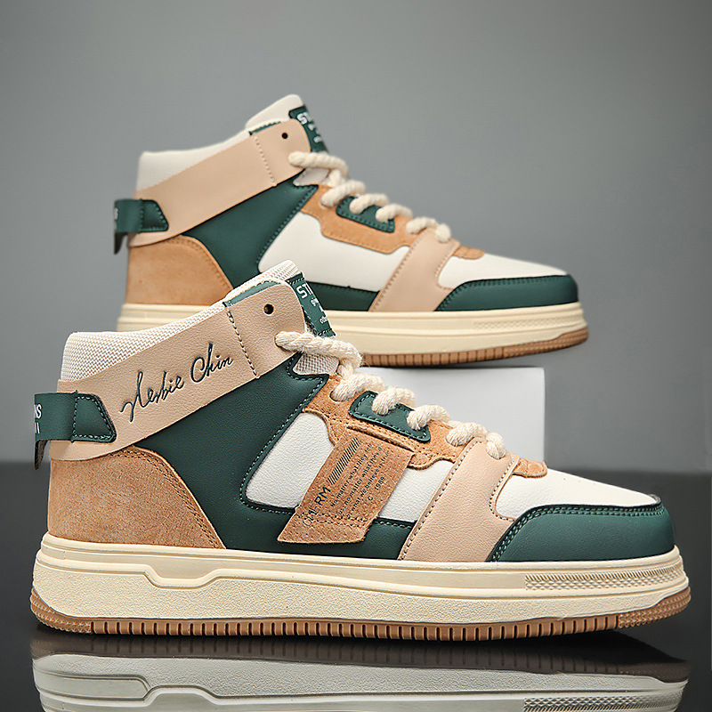 Planche d'étudiant bloquant les couleurs, haut de gamme, style à lacets, chaussures pour hommes décontractées et à la mode, version coréenne de sport de saison_voghion.com