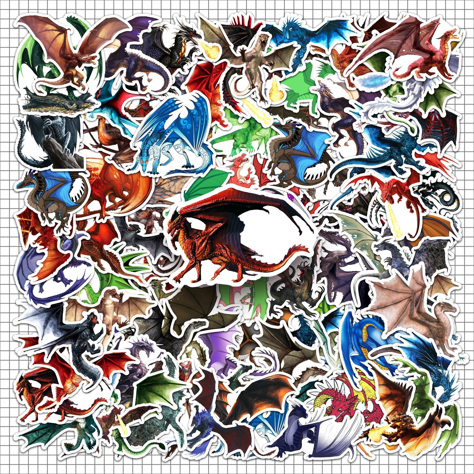 100 Zhang Long Sticker Western Dragon Cartoon Graffiti Creative DIY Waterproof Decoration Skateboard Thermos Cross-border Sticker