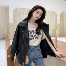 皮衣女2023年春季韩版春秋机车短款皮夹克百搭宽松bf风女外套春秋
