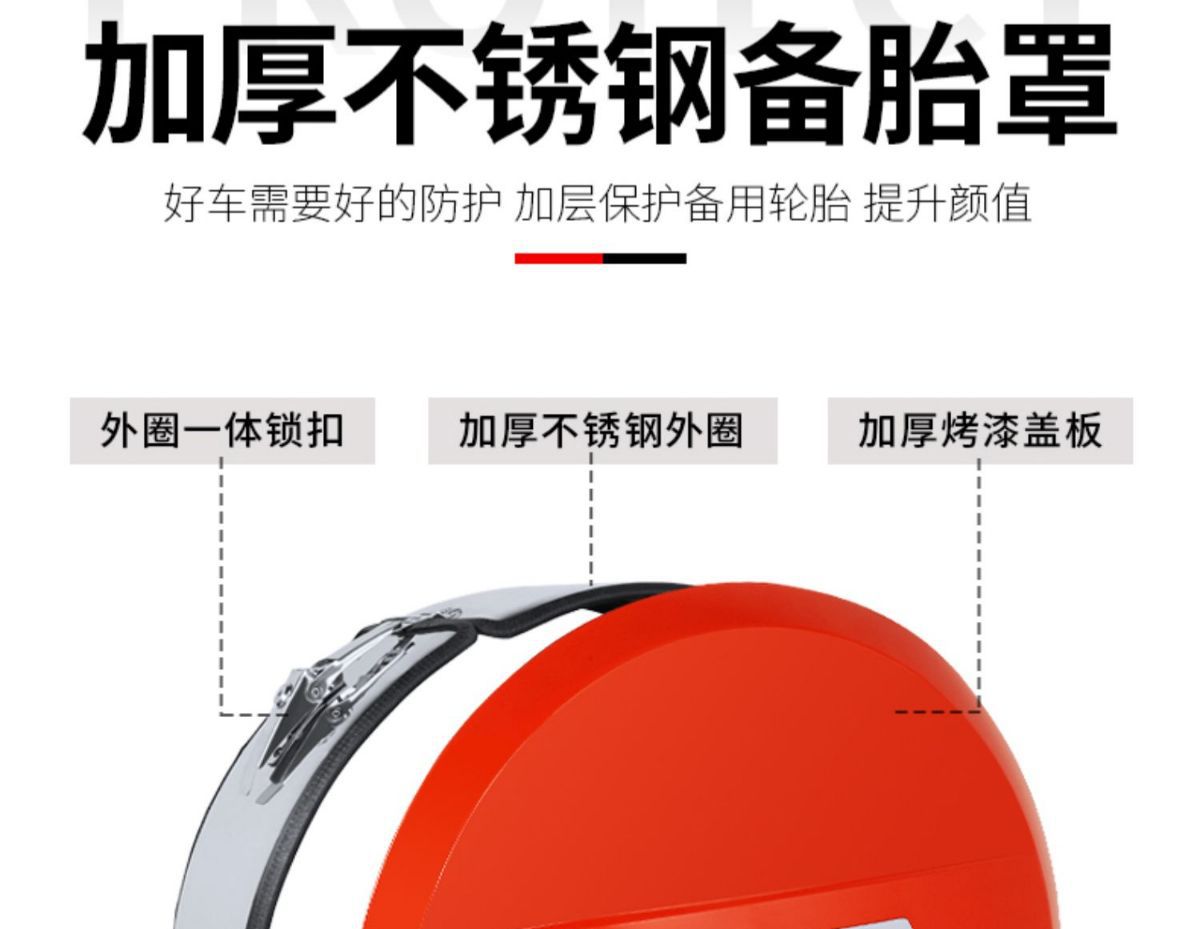 Suitable for tank 300 stainless steel spare tire cover modification city version spare tire shell protective cover for off-road decoration