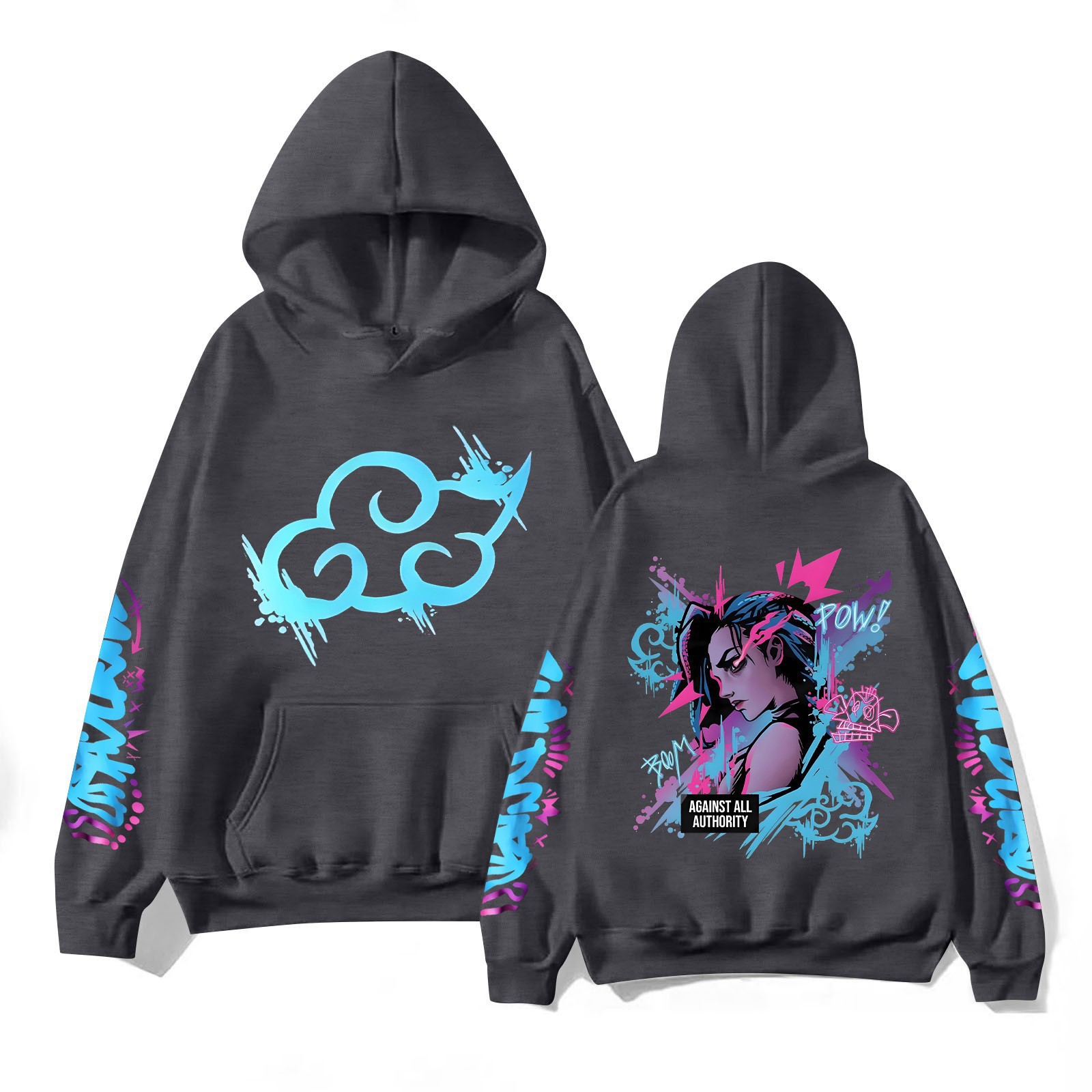 Y2k Arcane Jinx Cute Hooded Anime Print Harajuku Kawaii