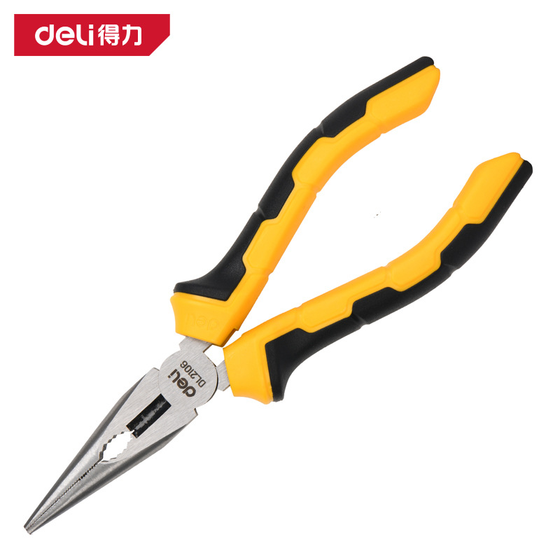 得力工具DL2106 2108尖嘴钳 尖咀钳电工钳尖口钳子6寸8寸老虎钳