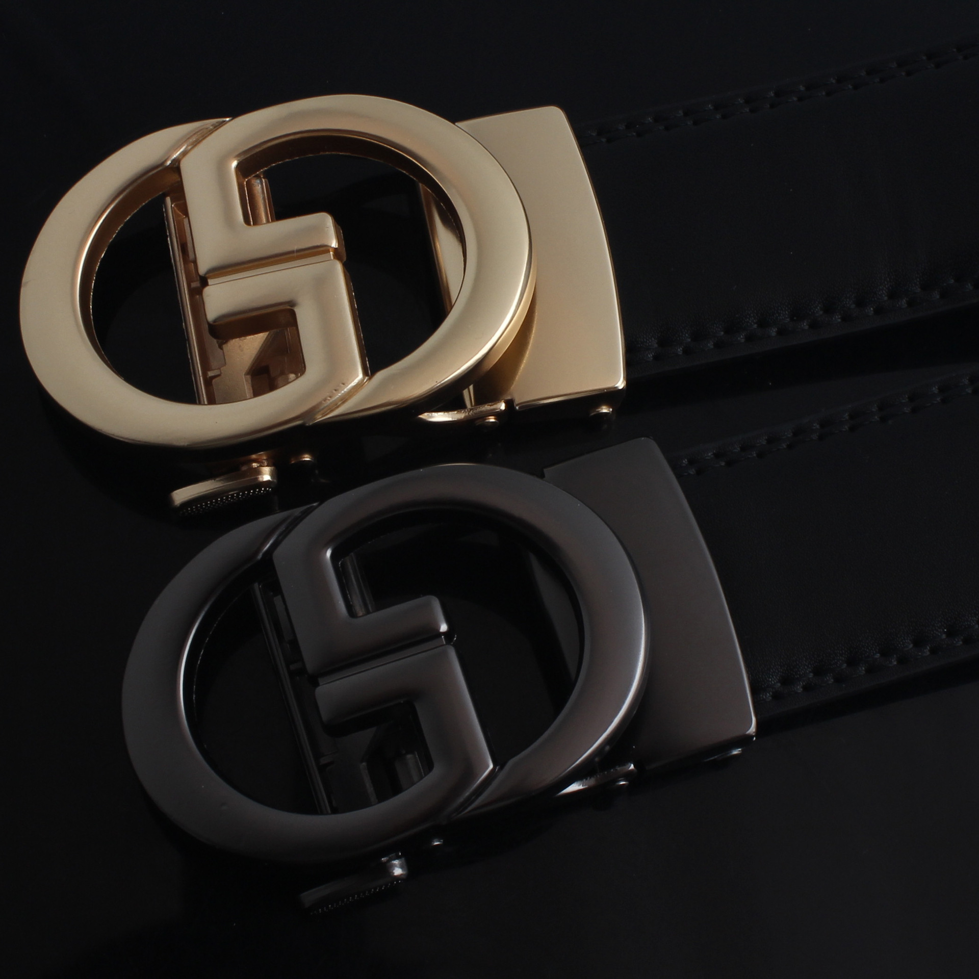 Men's Automatic Belt With Letter Buckle, Cowhide Leather Belt_voghion.com