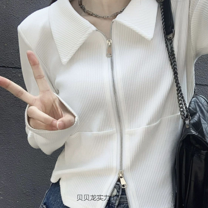 今年流行的漂亮小衫打底衫T恤女春秋款短款修身正肩长袖秋季上衣