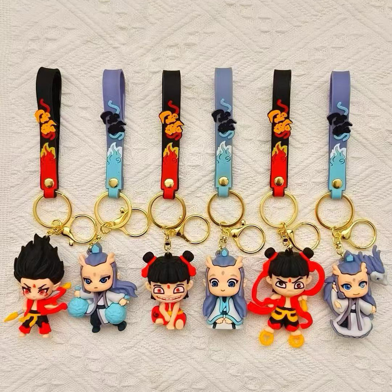 Cute Nezha Key Chain Magic Child Nao Hai Nezha Movie Peripheral Key Pendant Cartoon Backpack Key Chain Gift