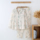 Spring and Autumn High-grade Pure Cotton Gauze National Style Green Leaf Bamboo Pajamas Women's Summer Thin Long-sleeved Comfortable Home Suit