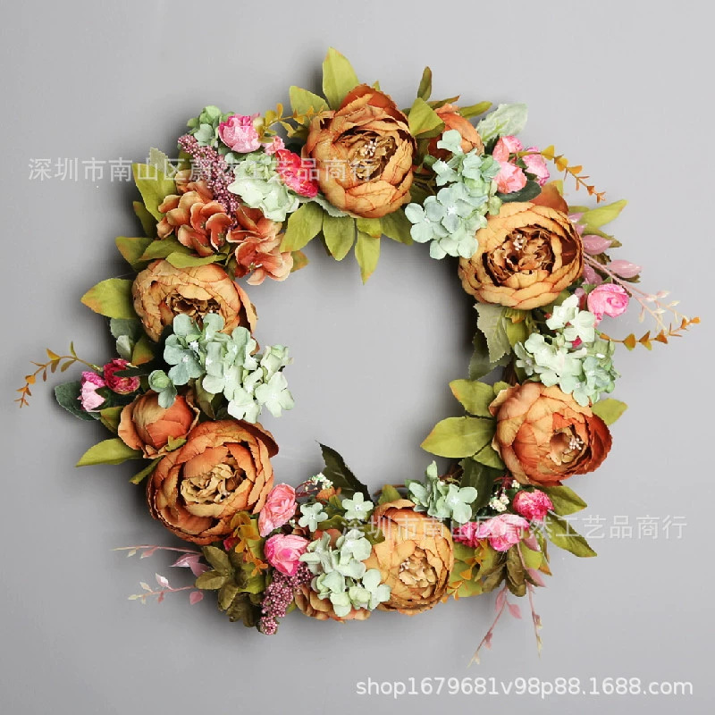 Peonía artificial guirnalda colgante decoración puerta decoración boda dintel fotografía boda sala de estar decoración floral fábrica directa al por mayor