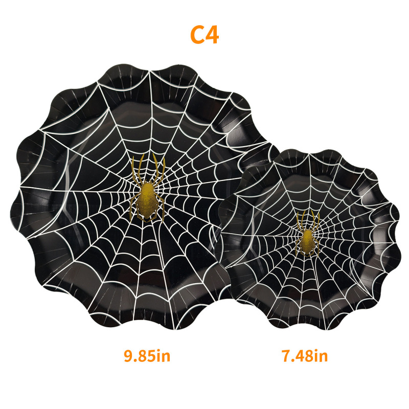ハロウィン紙皿ディナープレート蜘蛛の巣テーマパーティーペーパー皿使い捨て皿食器パーティーセット|undefined