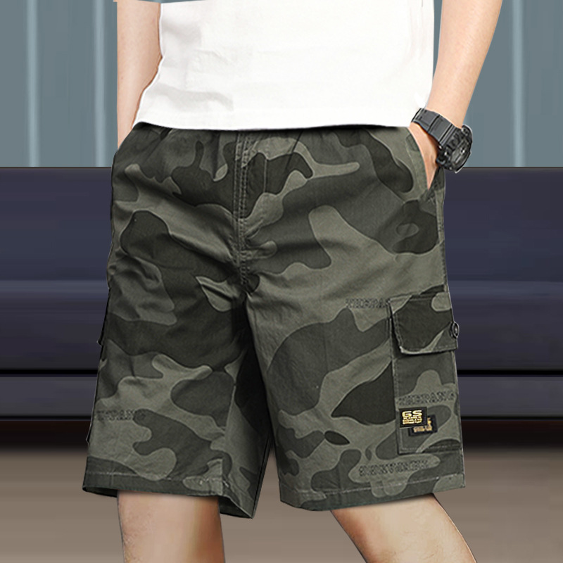 军绿色迷彩工装短裤男士夏季薄款多口袋休闲五分裤外穿外穿半截裤
