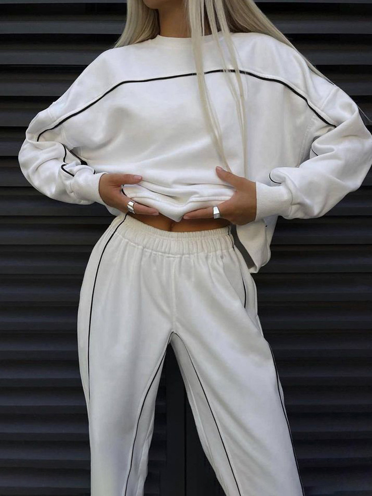 Women's Sports Suit Fashion Street Wear Long Sleeved Sweatshirt & Trousers Two Piece Leisure Set_ecoleips.com