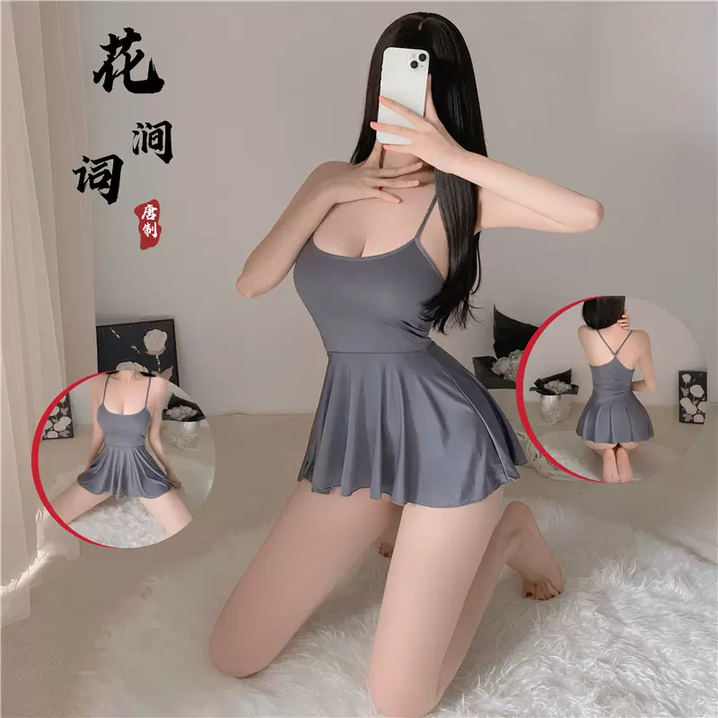 情趣睡衣纯欲冰丝吊带性感透视睡裙可爱露背诱惑主播制服套装2220