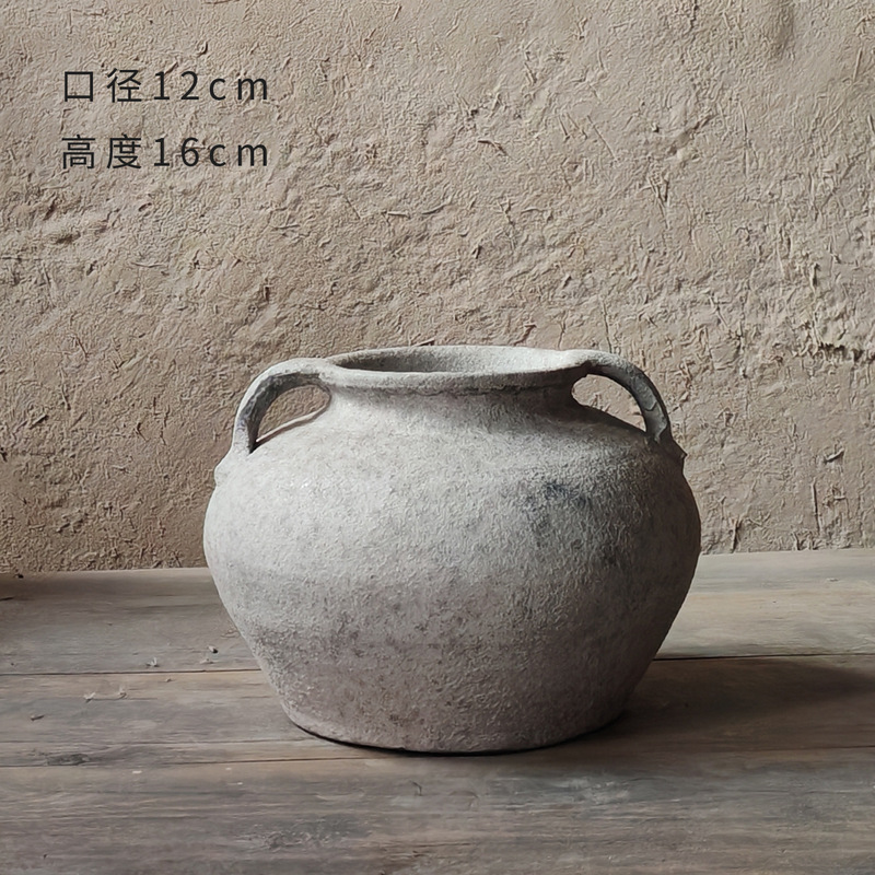 中国式のレトロな手作りの粗い陶器の花瓶の陶磁器の大きい腹の花器の大きいサイズの客間の玄関の装飾品の置物の卸売り|undefined
