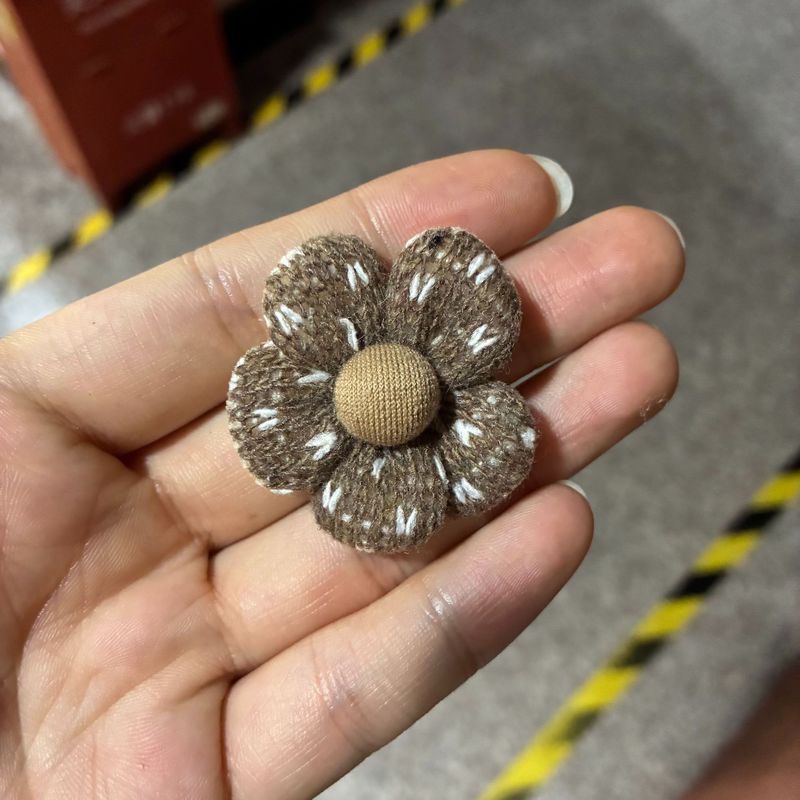 布艺手工花diy配饰 波点毛线五瓣花配件 鞋帽童装辅料 钩针五瓣|undefined