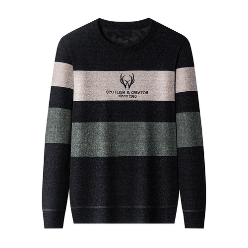 Winter Men's Round Neck Snow Nylon Cardigan with Fleece and Thick Warm Innerwear Casual Men's Knit Sweater Men's Base Layer Sweater
