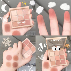 DIKALU [Gentle Milk Tea Palette] Nine Color Eyeshadow Palette Fully Matte Waterproof Student Internet Celebrity Model for Beginners