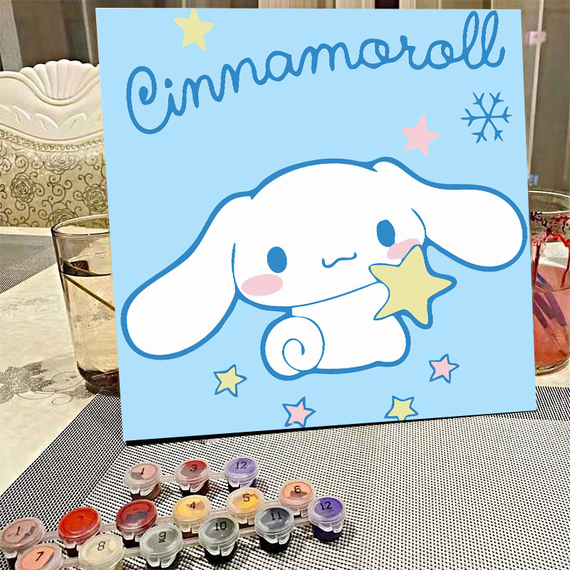 デジタル油絵diyの塗り絵の子供は漫画のアニメを埋めて色を塗ります。|undefined