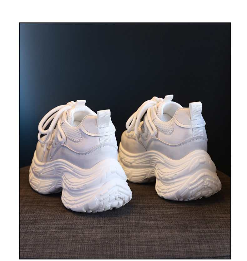 Giày sneaker nữ đế dày tăng chiều cao, mặt lưới thoáng khí, phong cách bánh xốp — Màu be chi tiết 23