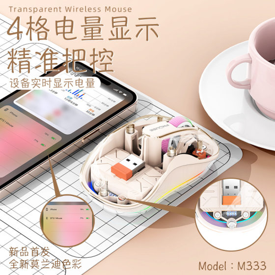 Tiger Cat Transparent Wireless Silent Mouse TYPE-C Charging Bluetooth Three-Mode Desktop Laptop Universal Mouse