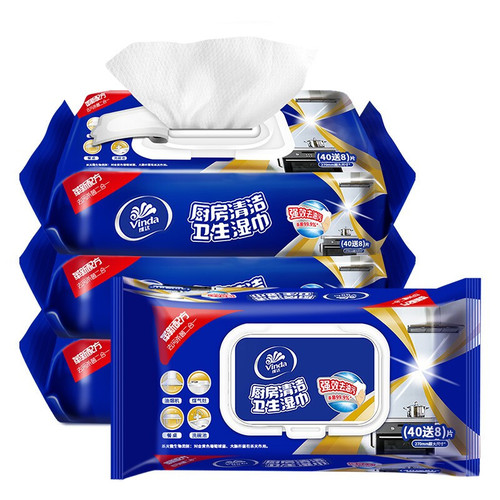 Vinda flagship store kitchen wipes 48 pieces of hygienic cleaning paper to remove oil stains removable wet wipes with cover