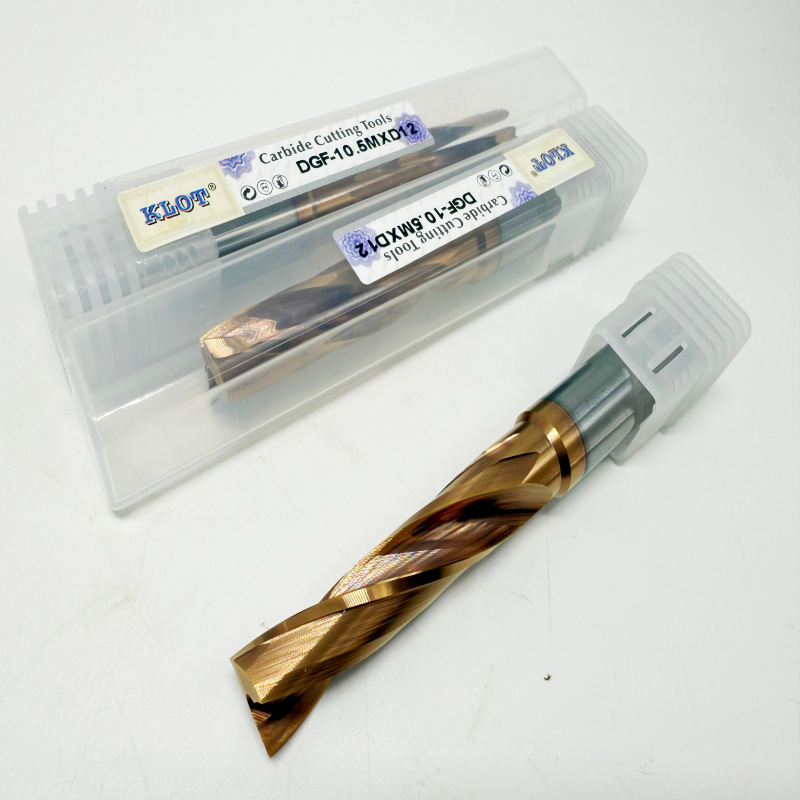 KLOT平底钻钨钢钻头古铜色涂层整体硬质合金平底钻6.8*32*8*75