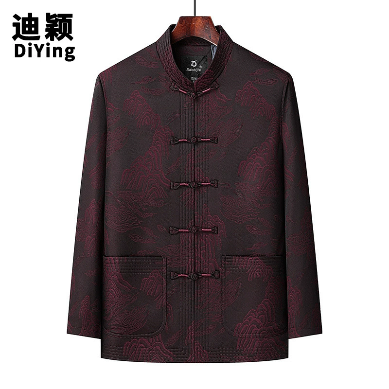 Пальто Tang для мужчин среднего и пожилого возраста весенний и осенний набор с длинными рукавами