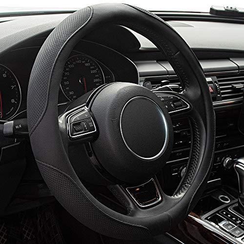 Microfiber steering wheel cover 14.5-15 inch non-slip breathable odorless universal car steering wheel protection