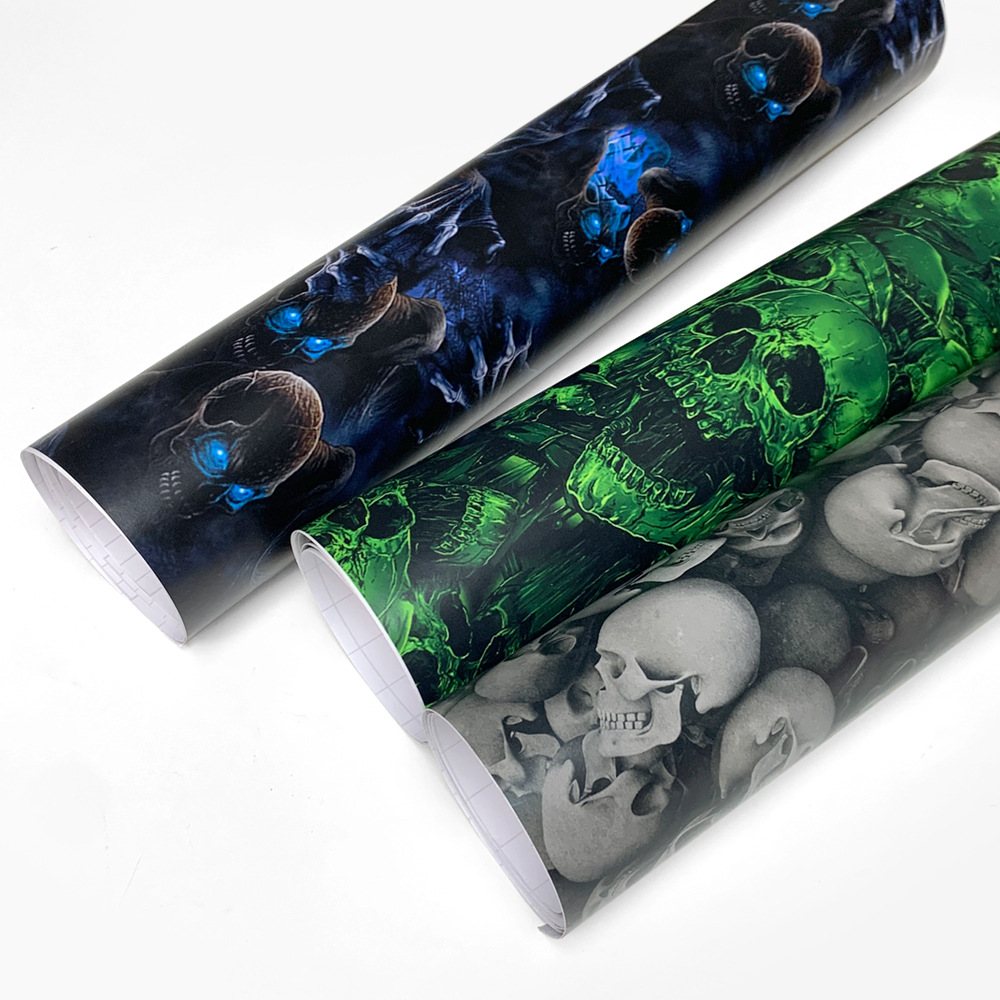Motorcycle Rear Box Personalized Skull Camouflage Body Film Painted Car Color-Changing Film Modification Sticker Hood